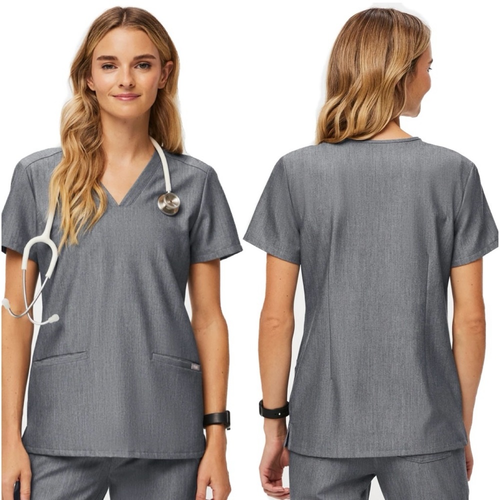 FIGS FW1100 Casma Three-Pocket Scrub Top Graphite Grey Women's Size Small